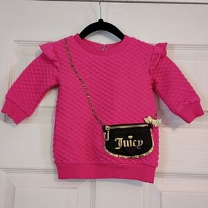Juicy Couture Pink Quilted Baby Girl Sweater Dress With Purse Detail Size 3/6M